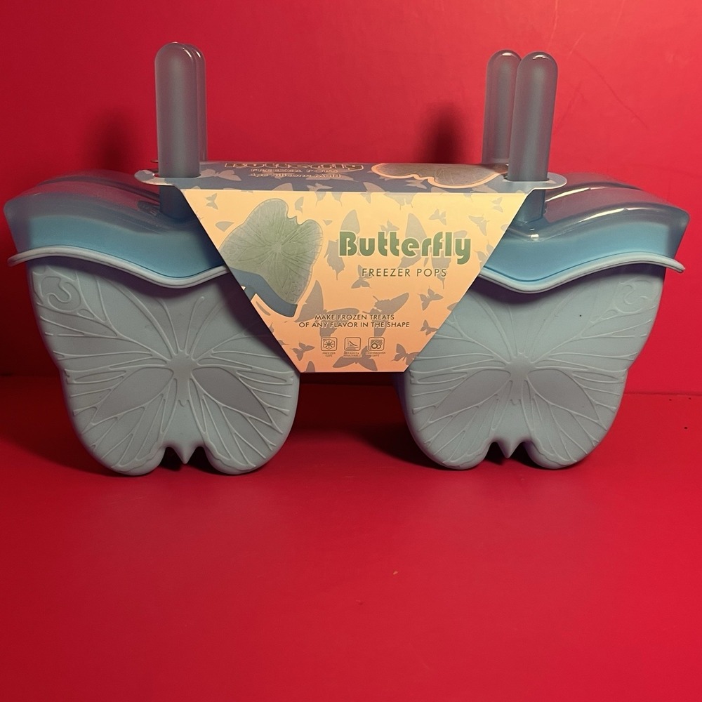 CWC Cook With Color Freezer Pops Ice Molds Four Count Light Blue Butterfly New